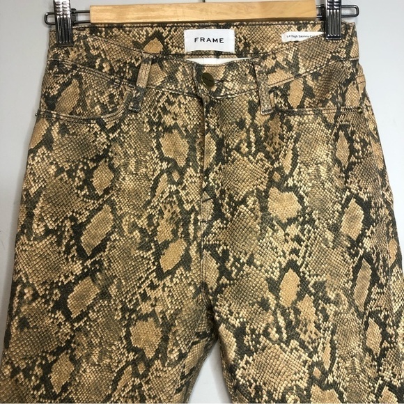 Frame Le High Skinny Crop Coated Python Jeans, size 25 - Picture 9 of 13
